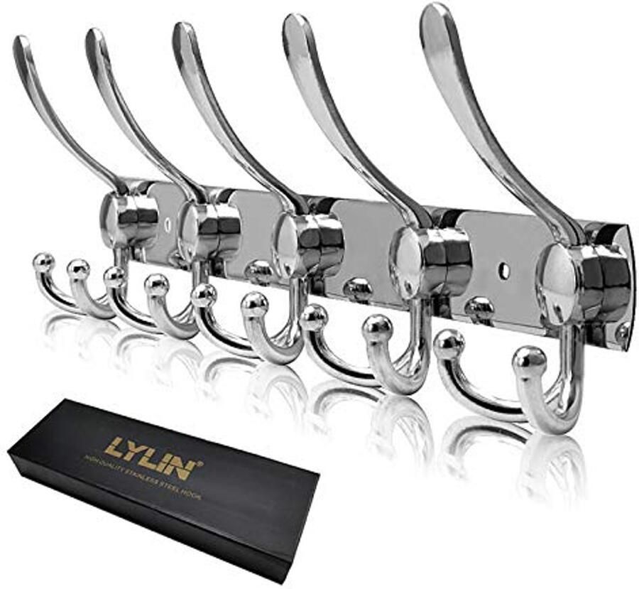 Wandkapstok met 15 Haken van Roestvrij Staal Stevige en Stijlvolle Wandhaken