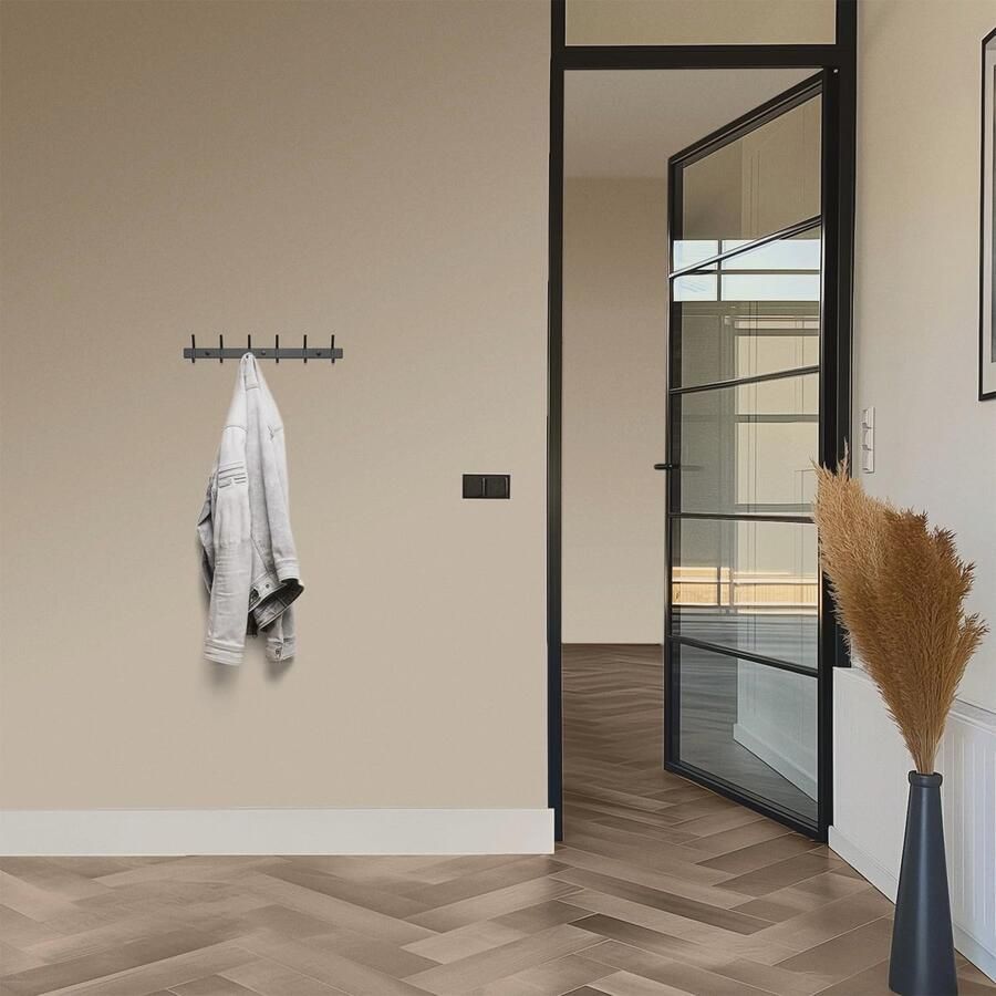 Wandkapstok met 16 Haken Hangende Muur Kapstok RVS 62CM Mat Zwart