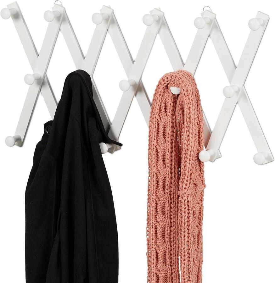 Titel: Modern White Wooden Wall Coat Rack with 17 Hooks