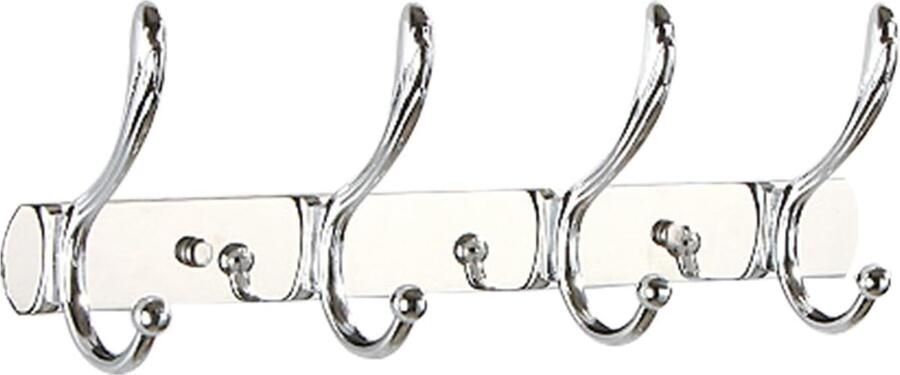 Wandkapstok met 4 Haken Robuuste Metalen Poten Zilver