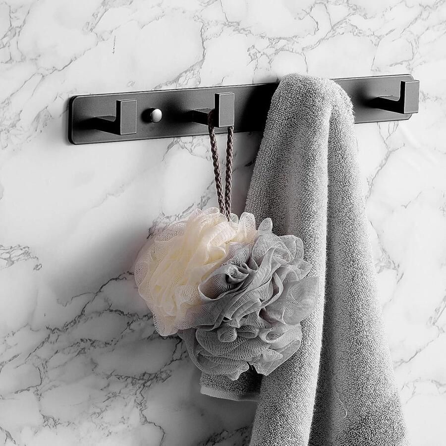 Wandkapstok met 4 haken roestvrijstalen kapstokhaak kapstok wandkapstok voor badkamer keuken badkamer woonkamer en jassen mat zwart