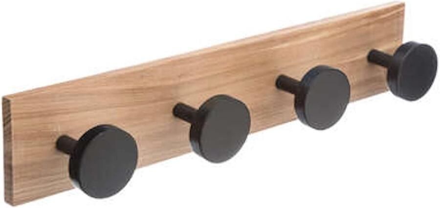 Wandkapstok met 4 Houten Haken Praktisch en Duurzaam 1 stuk Natuurkleur