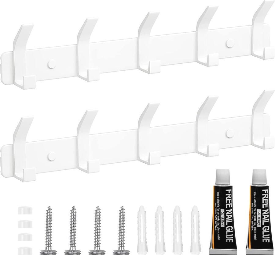 Wandkapstok met 5 Haken Duurzame en Roestvrije Kledinghaken voor Keuken Badkamer en Slaapkamer Eenvoudig te Installeren