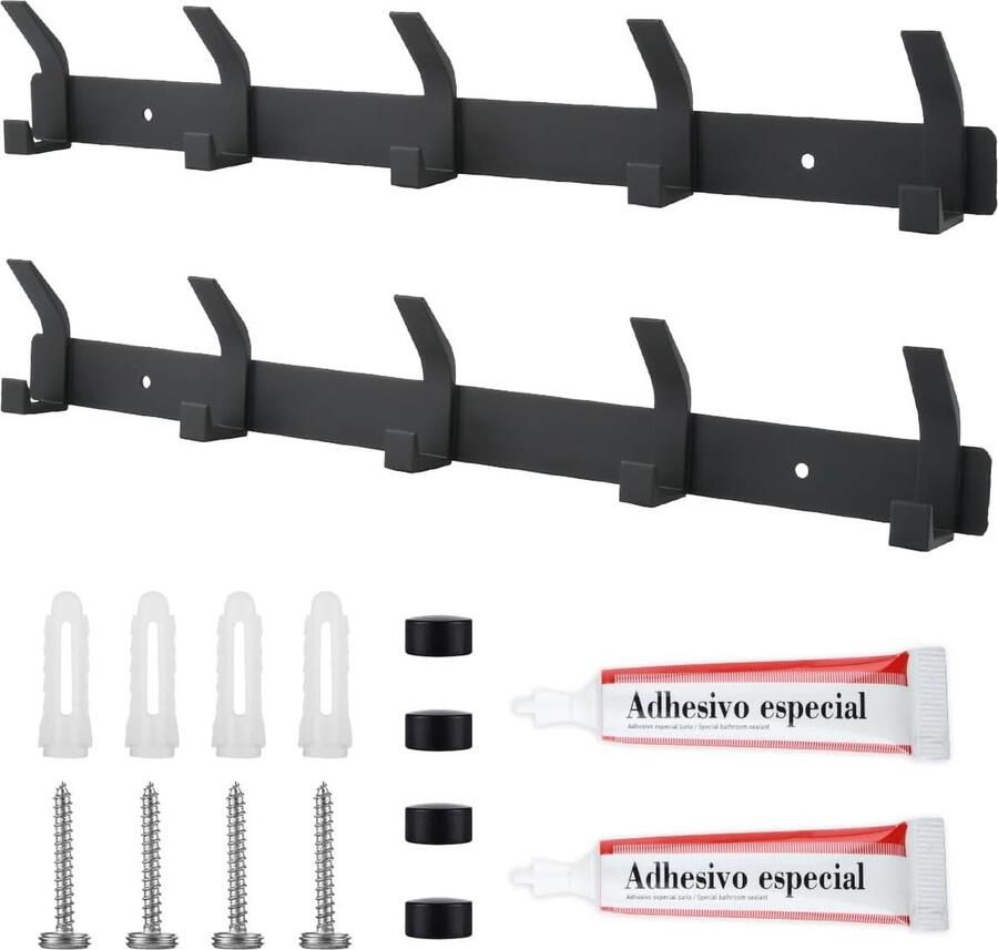 Wandkapstok met 5 Haken Roestvrij Staal 44 cm Ideaal voor Entree Slaapkamer en Badkamer