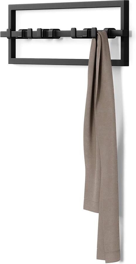 Wandkapstok met 5 haken Staal Zwart Praktische Cubiko Modern Design