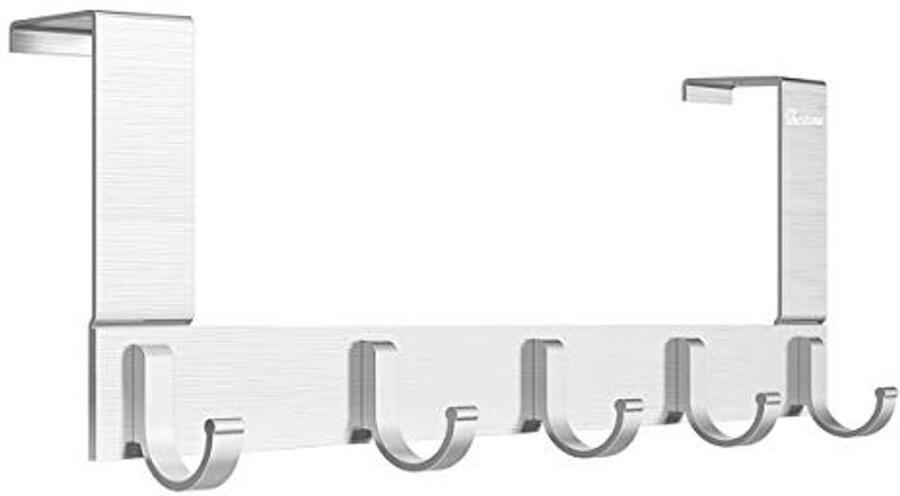 Wandkapstok met 5 haken voor deur Aluminium Kledinghaak voor Badkamer Slaapkamer en Keuken