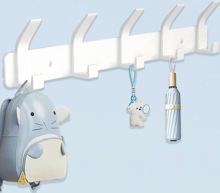 Wandkapstok met 5 Haken voor Jassen en Accessoires Ideaal voor Slaapkamer Badkamer en Keuken