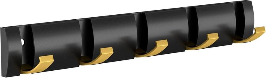 Wandkapstok met 5 Opvouwbare Haken – Ruimtebesparende Metalen Kapstok voor Badkamer Entree Slaapkamer en Woonkamer