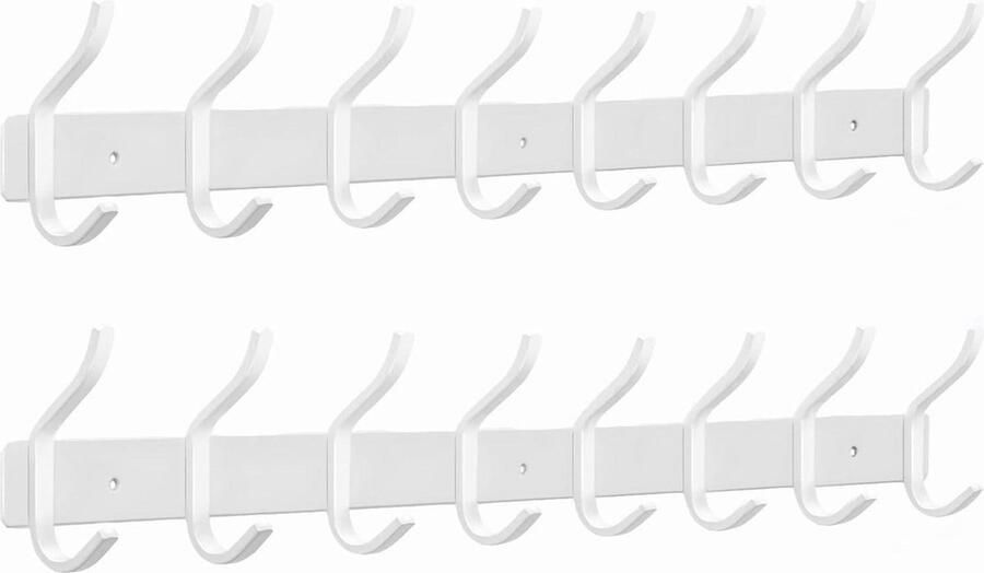 Wandkapstok 6 haken roestvrij staal wit 8 haken 2 stuks