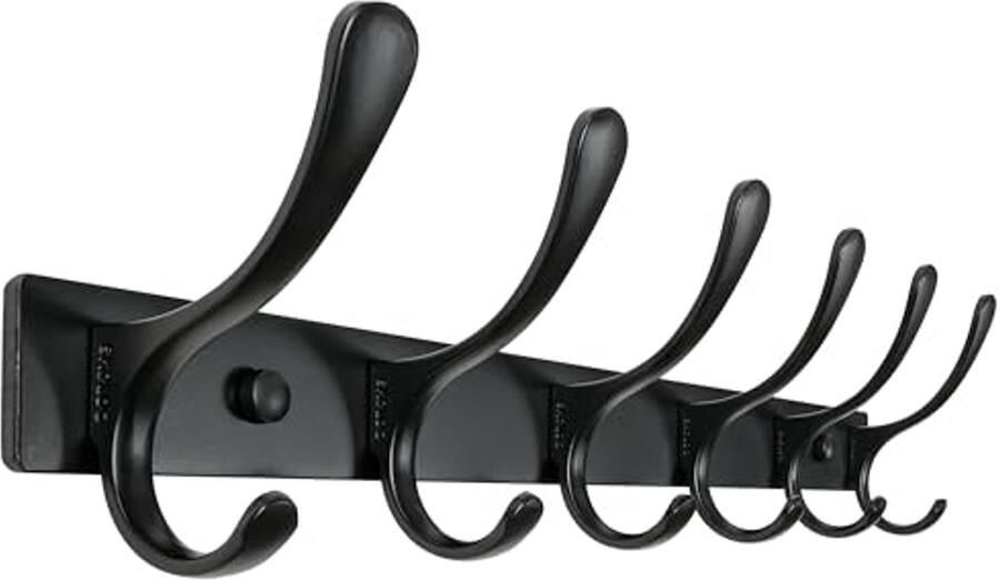 Wandkapstok met 6 Haken – Roestvrij Staal Stevige Wandhaken voor Jassen en Kleding
