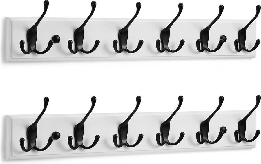 Wandkapstok met 6 Haken Wit en Zwart 59 cm
