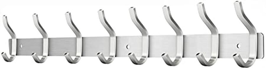 Wandkapstok met 8 haken van roestvrij staal