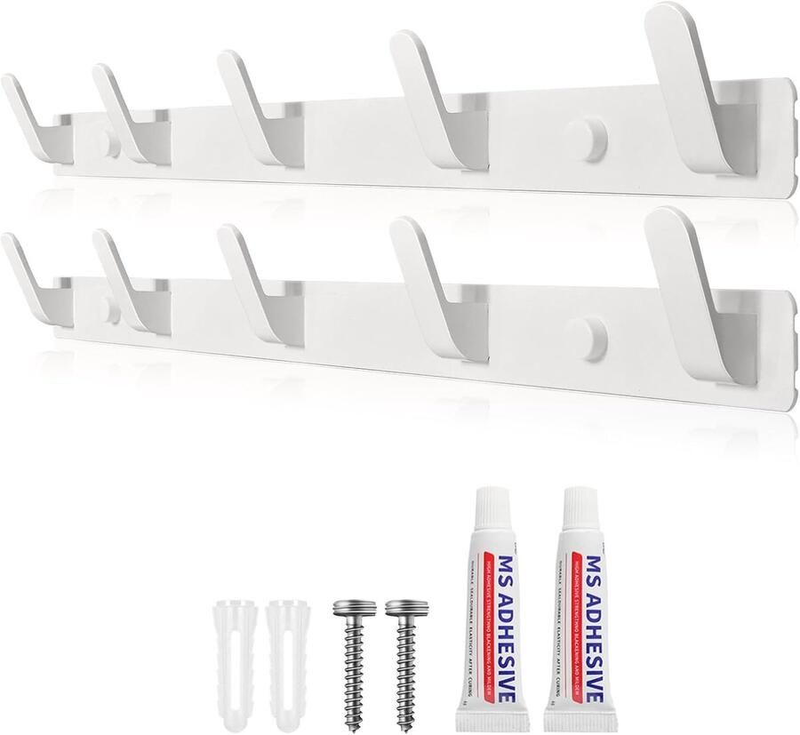 Wandkapstok met Haken Handige Kledinghangers 2 Stuks Zwart Metaal