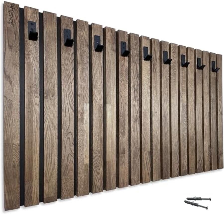 Wandkapstok met Houten Haken Elegante Kledinghaken in Eiken en Bruin Verkrijgbaar in 4 Afmetingen