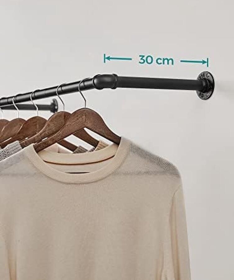 Senza Marchio Wandkapstok met Industriële Buizen Ruimtebesparend 92 x 30 x 7 5 cm Zwart - Foto 2