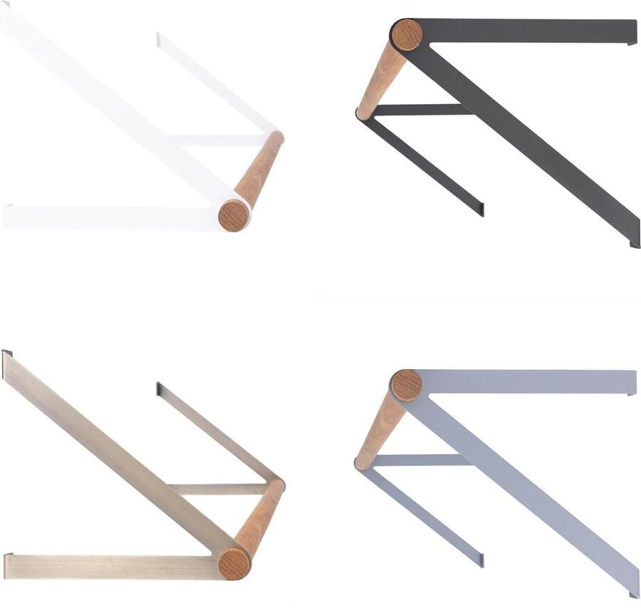 Wandkapstok met Kledingrek van Metaal en Europees Eikenhout 2x Wandmontage Ideale Garderobestang 100 cm