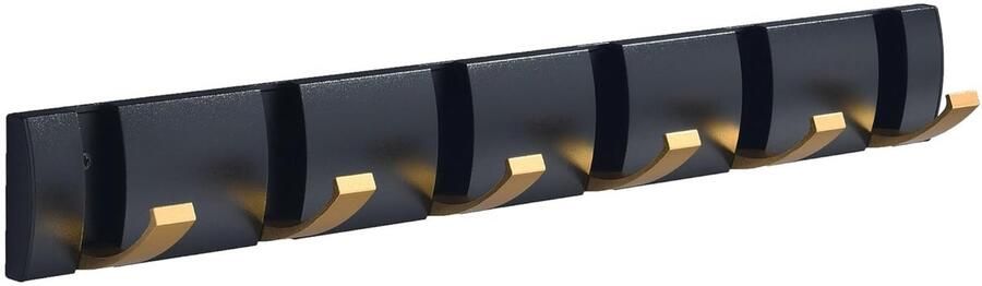 Wandkapstok met Opvouwbare Haken Ruimtebesparend Matzwart Aluminium