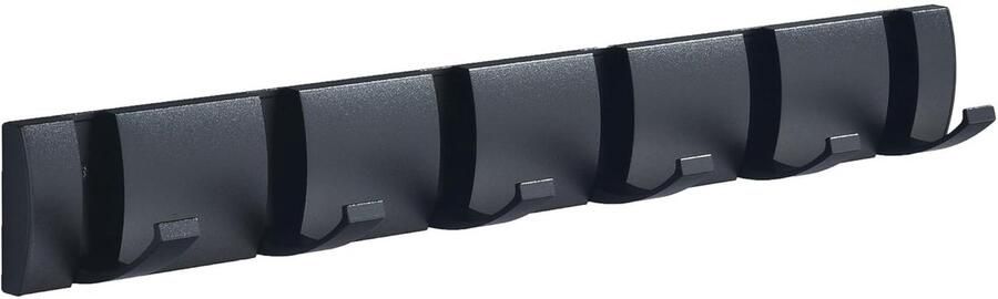 Wandkapstok met Opvouwbare Haken Ruimtebesparend Matzwart Aluminium