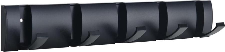 Zwarte kapstokken aan de muur zware kapstok voor muur met 5 haken opvouwbare metalen wandhaken handdoekhaken voor badkamer ruimte aluminium materiaal