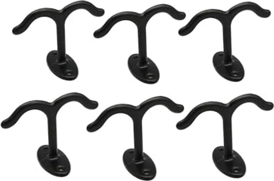 Wandkapstok met zware dubbele haken voor badkamer en hal 6 stuks