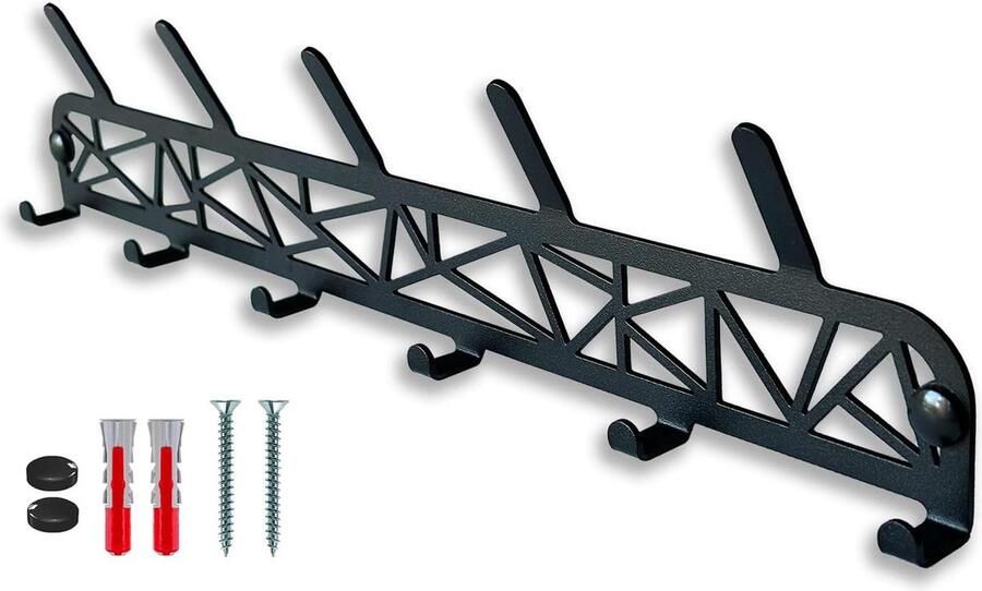 Wandkapstok Metalen Kleerhaken Ideaal voor Organisatie 5 stuks Zwart Metaal