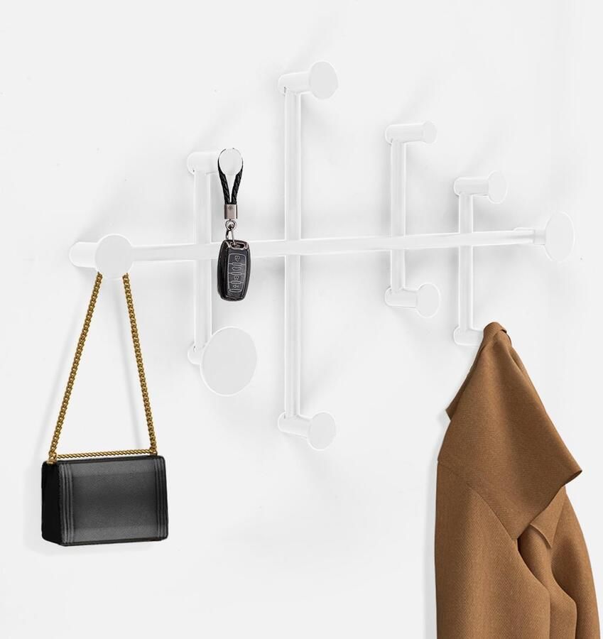 Wandkapstok minimalistisch kapstokhaakontwerp moderne kapstok voor slaapkamers entrees deurkapstokken kasten roestvrije metalen kapstokhaken voor aan de muur (wit)