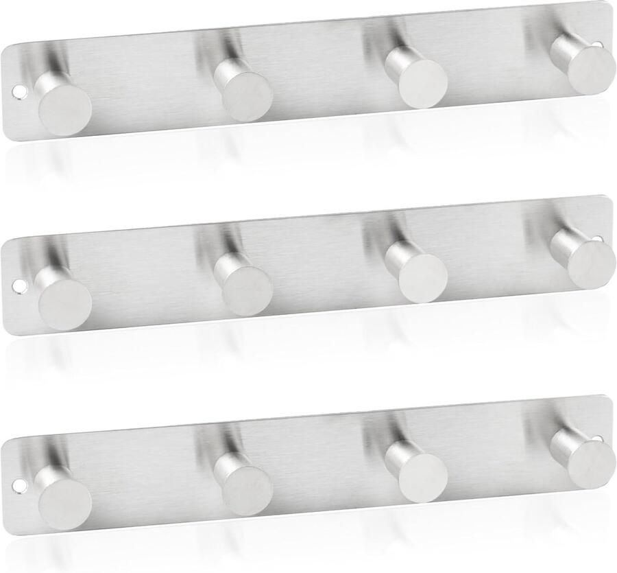 Wandkapstok Modern design 4 haken Roestvrij staal