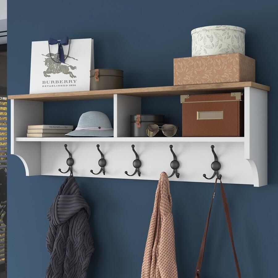 Emob Wren Staander 100% Melamine 18mm Dikte Metalen Haken 120cm Breedte Wit Notenhout - Foto 2