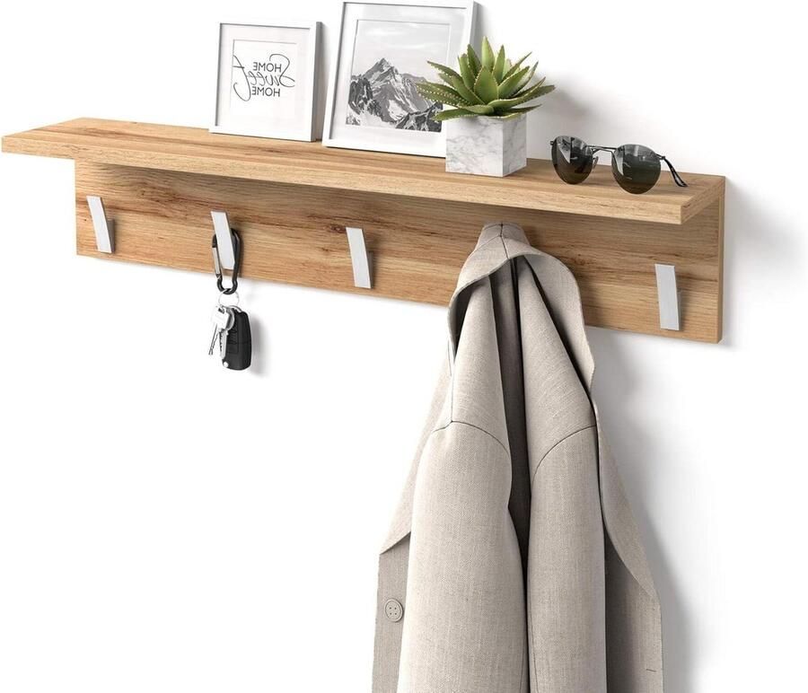 Wandkapstok Rachele 80 cm Rustiek Eiken Made In Italy