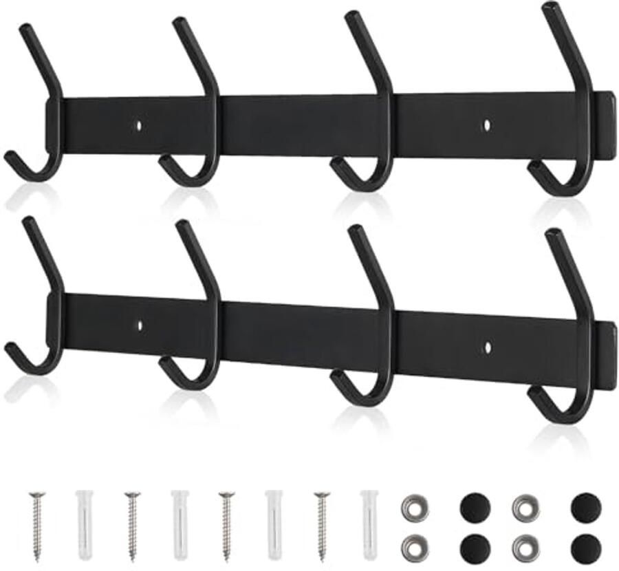 Wandkapstok Roestvrij Staal 4 Haken Muurmontage voor Gangen en Badkamers