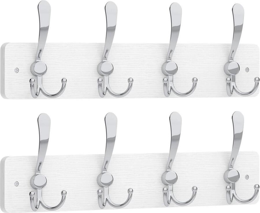 Wandkapstok Set van 2 84 CM Massief Houten Kapstokken voor Hoeden Handdoeken en Kleding