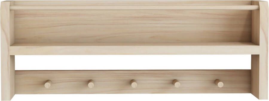 Inandoutdoormatch Wandkapstok Sunny 20x50x9cm Houtkleurig 5 Haken Decoratieve Kapstok