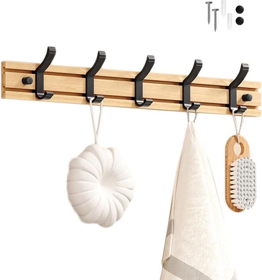 Wandkapstok van Bamboe en Aluminium Ruimtebesparend 1 stuk