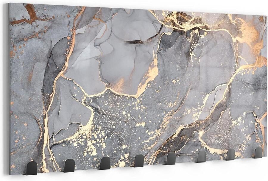 Wandkapstok van glas met elegant marmerpatroon modern garderobepaneel 60 x 30 cm magnetisch en beschrijfbaar