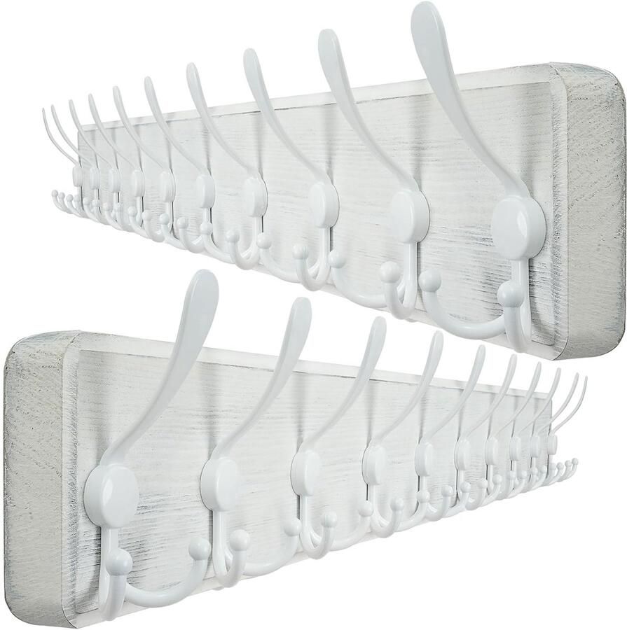 Wandkapstok van Massief Hout 10 Haken 98 cm Geschikt voor Jassen en Kleding