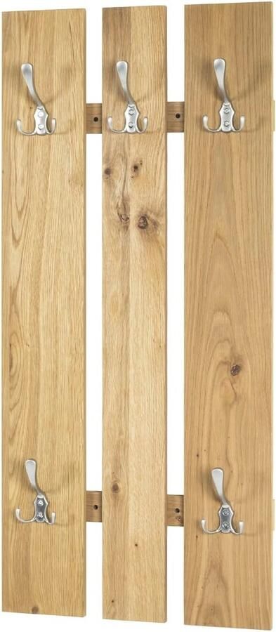 Wandkapstok van MDF met eikenhoutlook en roestvrijstaal-look 9 x 45 x 100 cm