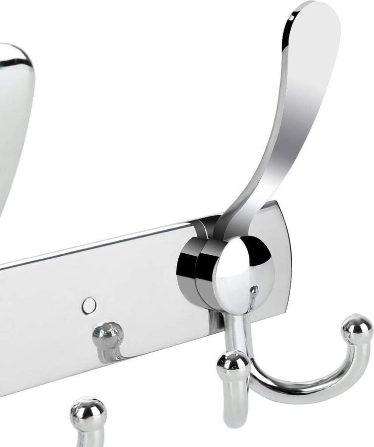 Wandkapstok Wandgemonteerde Kapstok in Roestvrijstaal Kapstokhaken Jashaken met 15 Haken Ca.15 kg Belastbaar (Zilver) - Foto 2