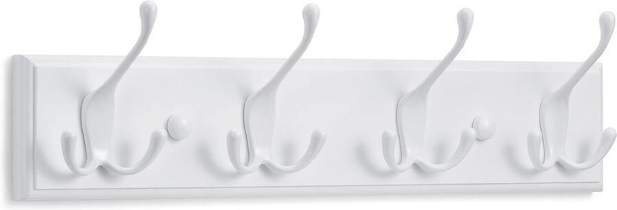 Wandkapstok Wit met 4 Haken 42 cm Stevige Driedubbele Haken