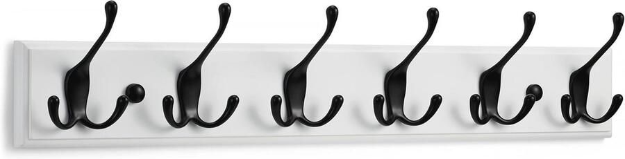 Wandkapstok Wit met 6 Zwarte Haken 59 cm Stijlvolle en Ruimtelijke Oplossing