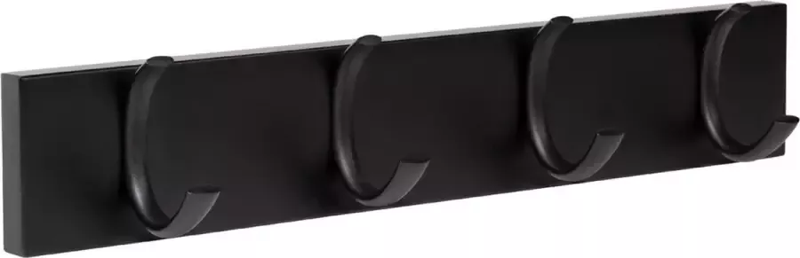 Wandkapstok Zwart 4 half ronde zwarte dubbele haakjes 40 x 7 x 5 6 cm
