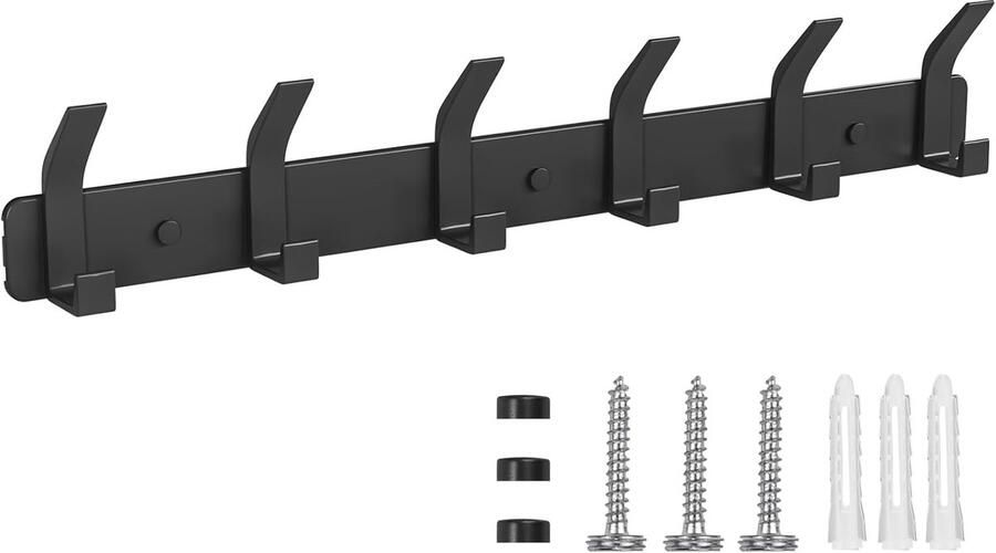 Wandkapstok zwart Kledinghaken 6 stuks