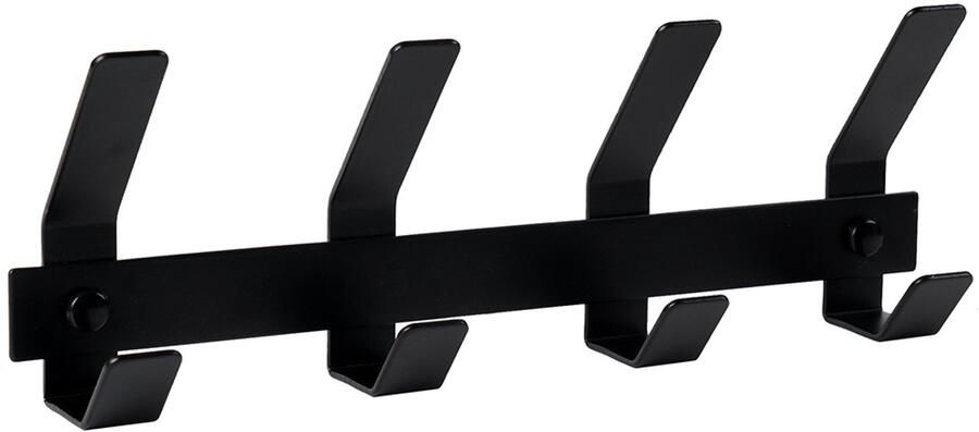 Wandkapstok Zwart Metaal Zwarte Haken (8 ophangmogelijkheden) 35 x 12 x 5 cm