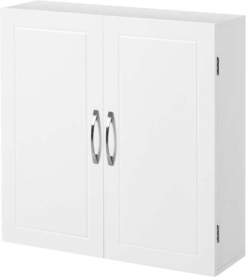 Wandkast Badkamerkast Hangende opbergkast Dubbele deur 60x18x60cm mat wit met verstelbare legplanken ruimtebesparend modern minimalistisch stijl badkameropbergkast hal kast gangopslag