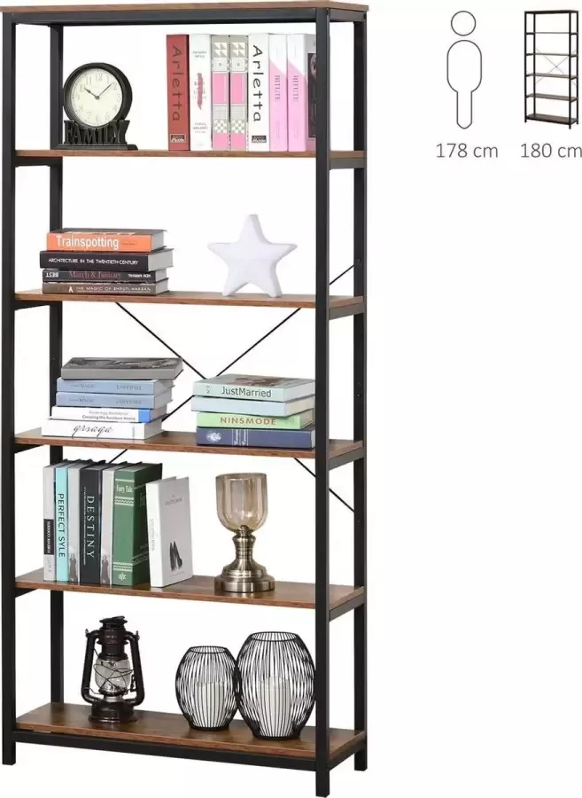 Wandkast industrieel Boekenkast Boekenrek XL 30 x 80 x 180 cm