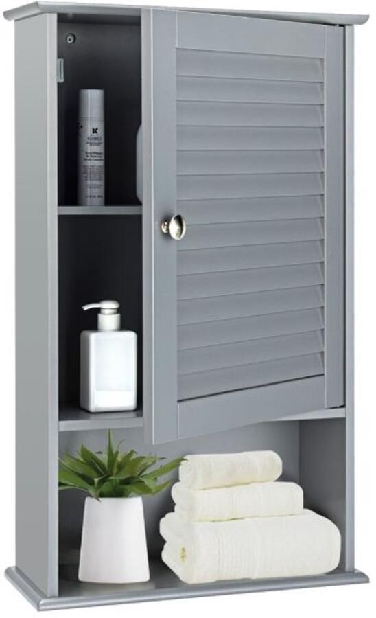 Furnibella -Grijze badkamer wandkast – Verstelbare plank stijlvol en functioneel