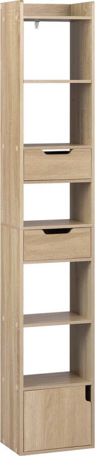 Wandkast Moderne Boekenkast Abstracte Kast Woonkamer Vakkenkast Bruin 2 lades