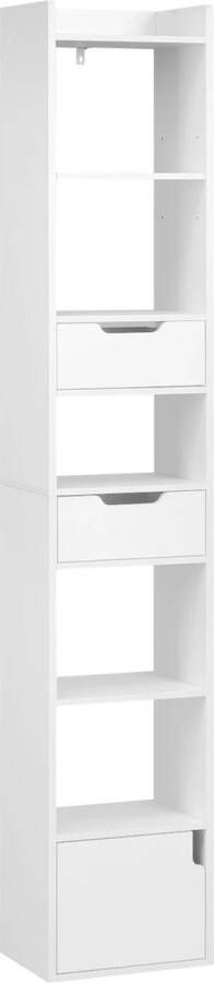 Wandkast Moderne Boekenkast Abstracte Kast Woonkamer Vakkenkast Wit 2 lades