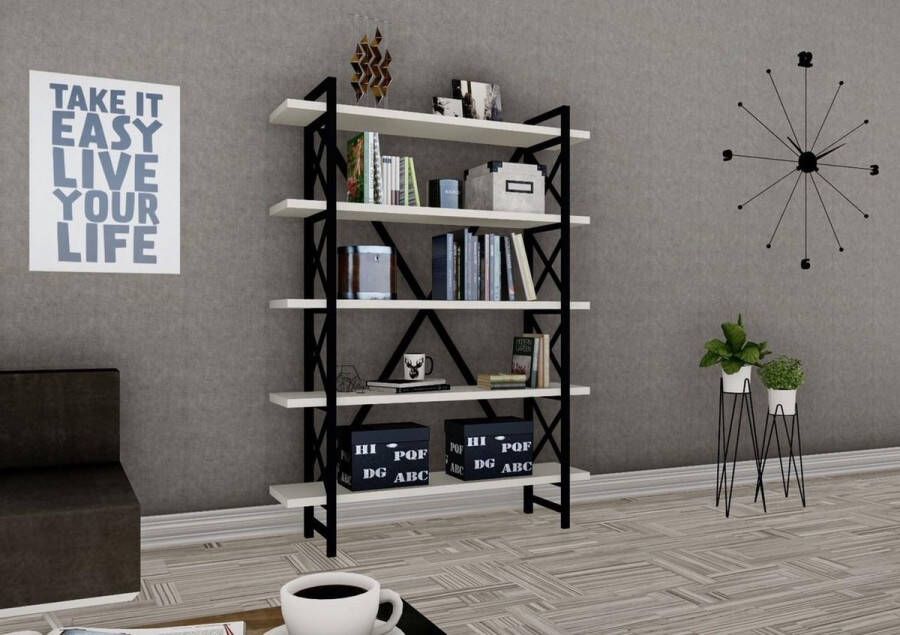 Wandkast Wit Metaal Industriële Boekenkast open kast wandkast hoge metalen wandrek vakkenkast