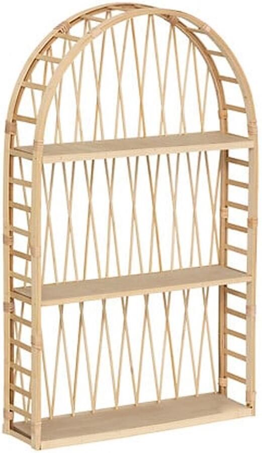 Wandkastje bamboe effect beige bamboe 3 plankjes 75 x 45 cm wandplanken