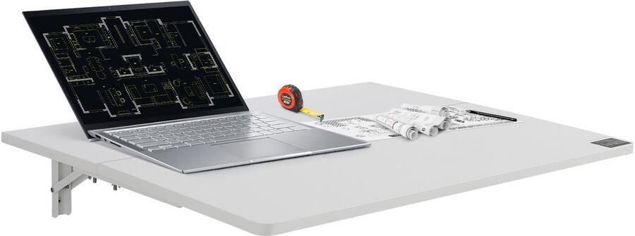 Wandklaptafel 31 5 X 19 69 Inch Klaptafel Ijzeren Bevestiging Ruimtebesparend voor Thuiskantoor Keuken Wasruimte Wit